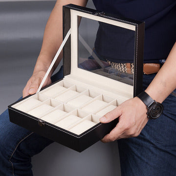 Grid watch display box with lock